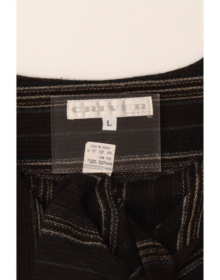 CRIVER Gilet da uomo grande in poliestere a righe marroni