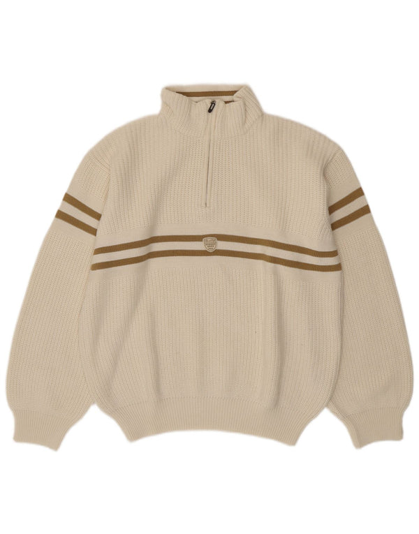Maglione Fila da uomo con zip e collo IT 54 XL in lana a righe bianche