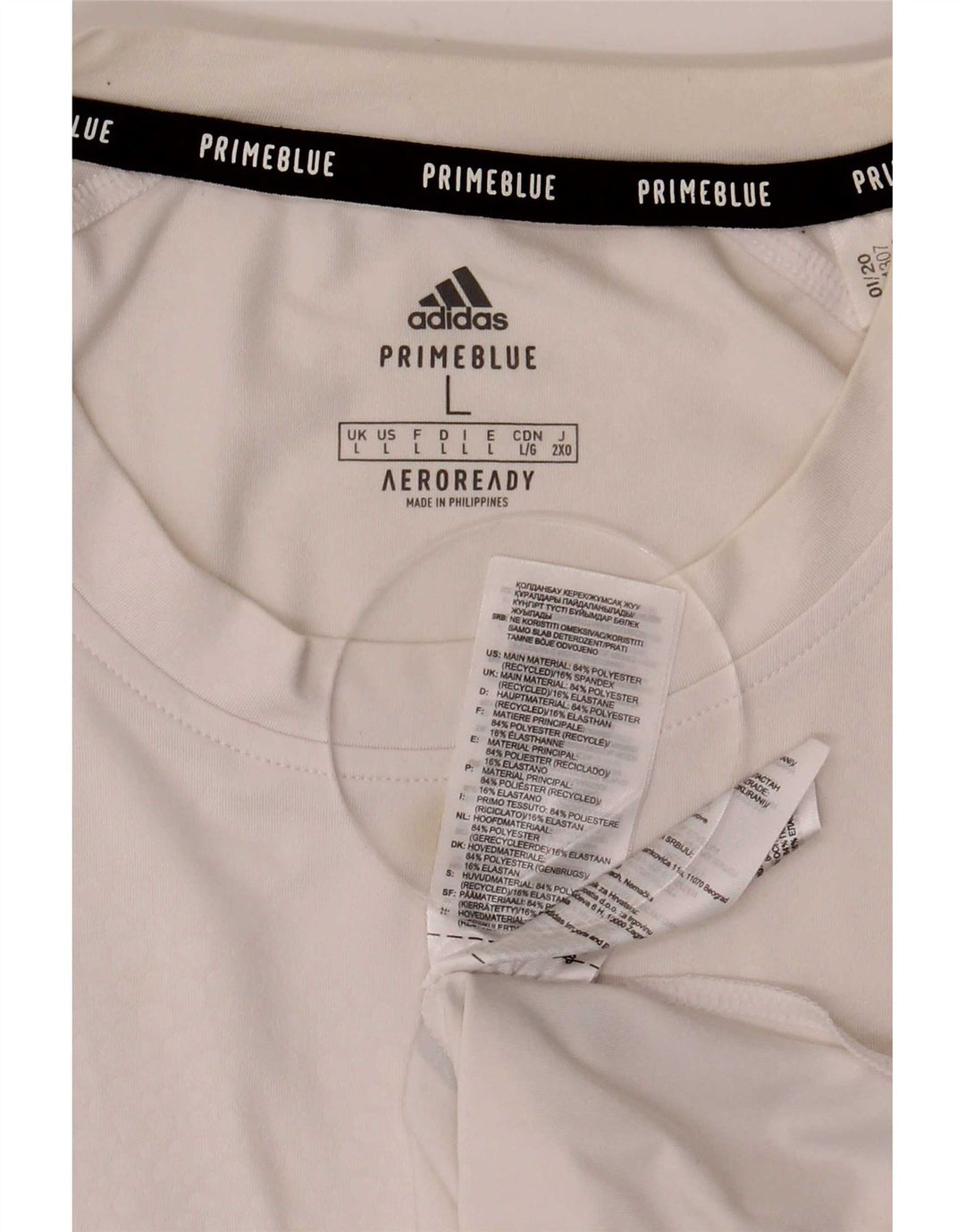 T-shirt Adidas Aeroready da uomo, grande, in poliestere bianco