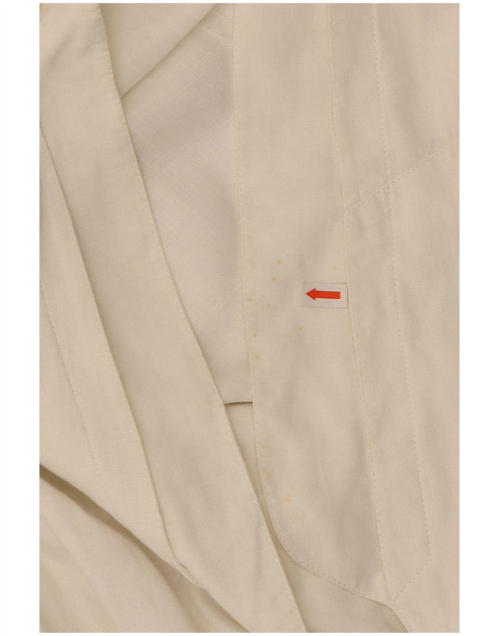 Giacca blazer corta da donna Claude Montana UK 12 Lino bianco medio
