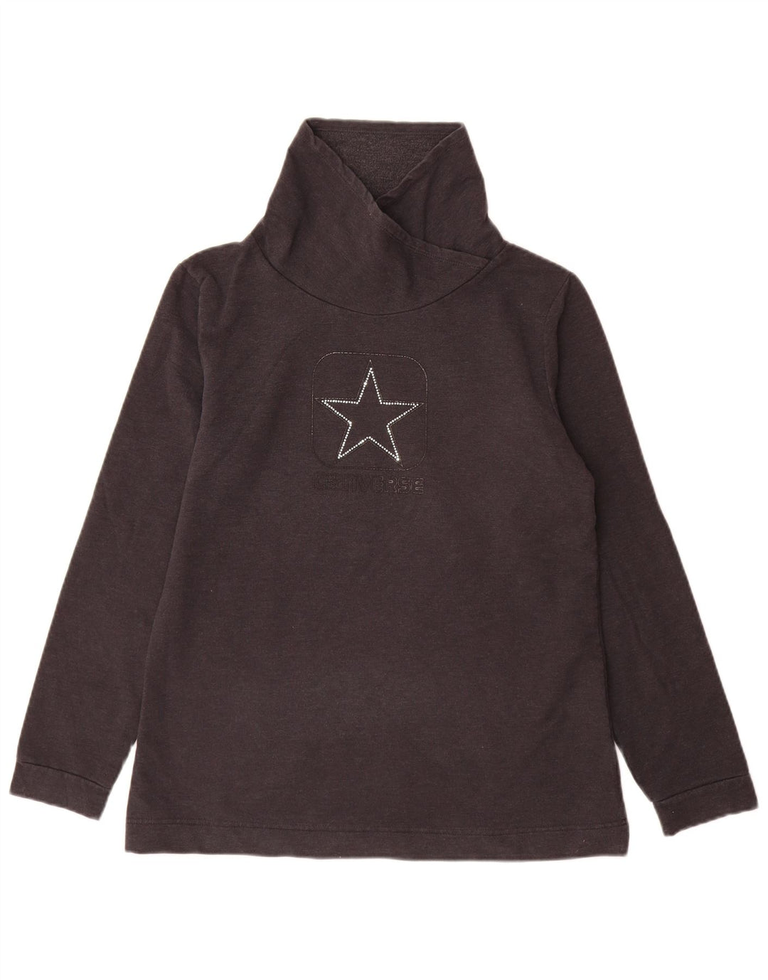 Felpa grafica da donna Converse Jumper UK 14 Large Grey Cotton