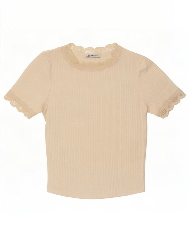 Top corto in camicetta corta da donna Zara UK 12 bianco medio