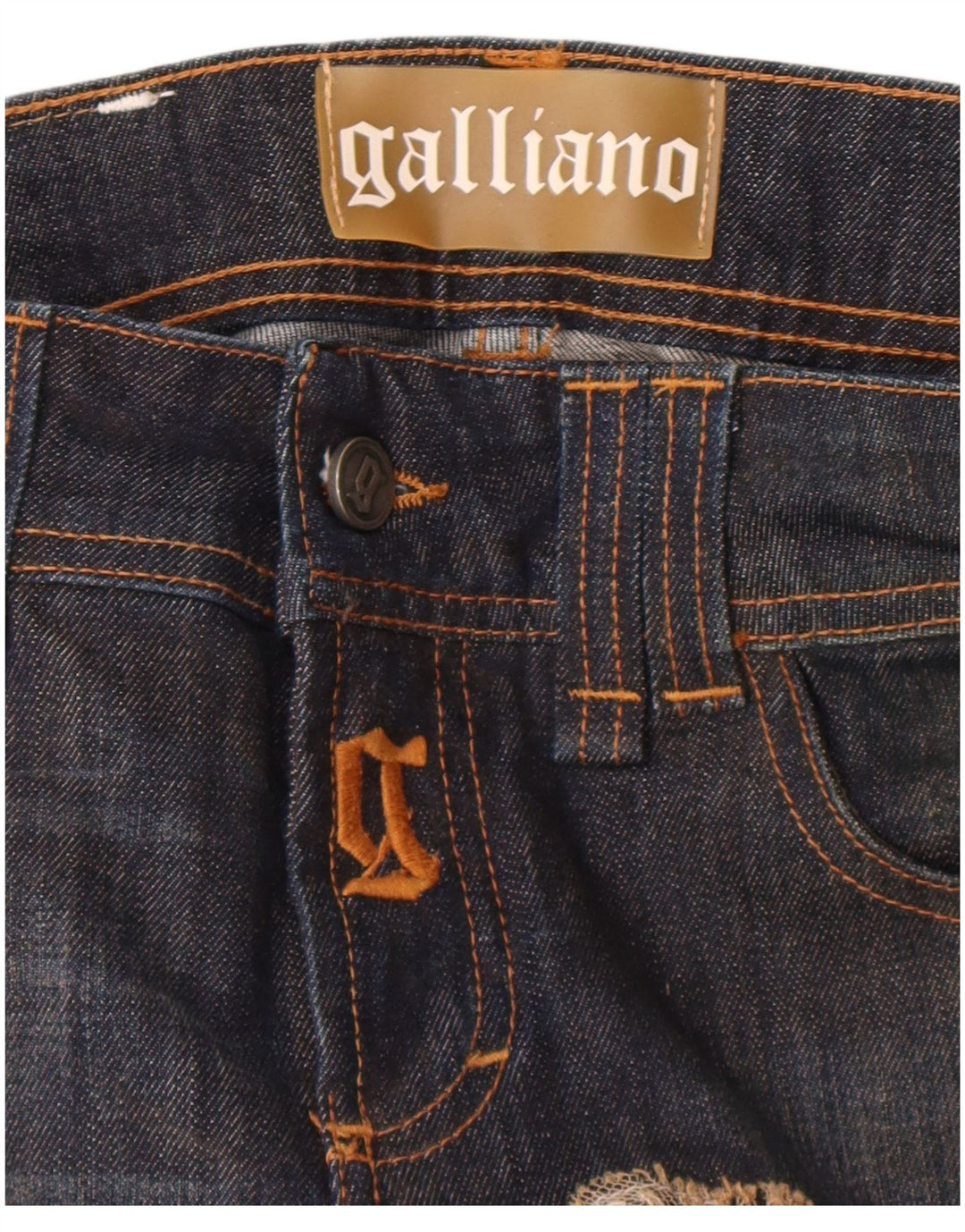 Jeans slim da donna Galliano W27 L36 Designer in cotone blu navy