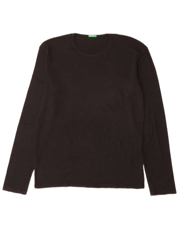 T-shirt da donna a maniche lunghe con vestibilità regolare Benetton UK 16 Large Nera
