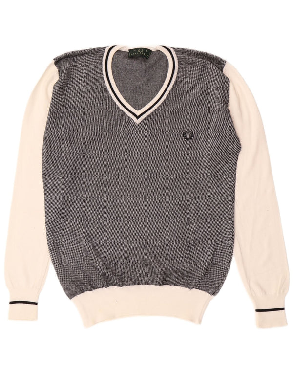Maglione da uomo con scollo a V Fred Perry, grande, color block nero
