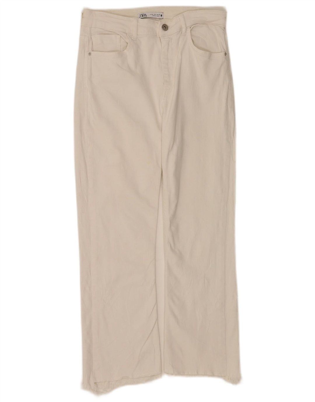 Jeans corti dritti invecchiati da donna Zara EU 38 piccoli W28 L25 bianchi