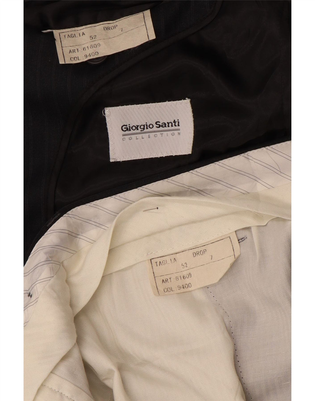 Giorgio Santi Abito Uomo 3 Bottoni 2 Pezzi IT 52 XL W34 L33 Nero a Righe