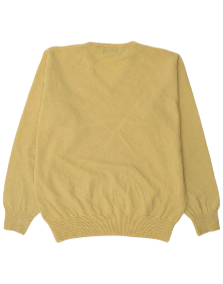 Maglione Kappa da uomo con scollo a V, colore giallo medio, in lana