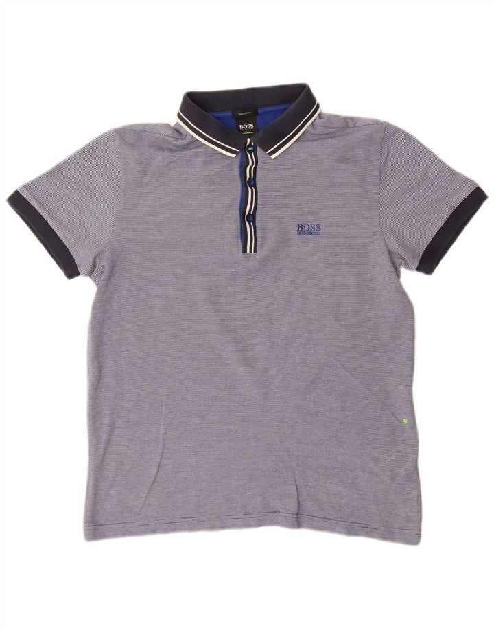 Polo Hugo Boss da uomo vestibilità regolare in cotone gessato blu medio