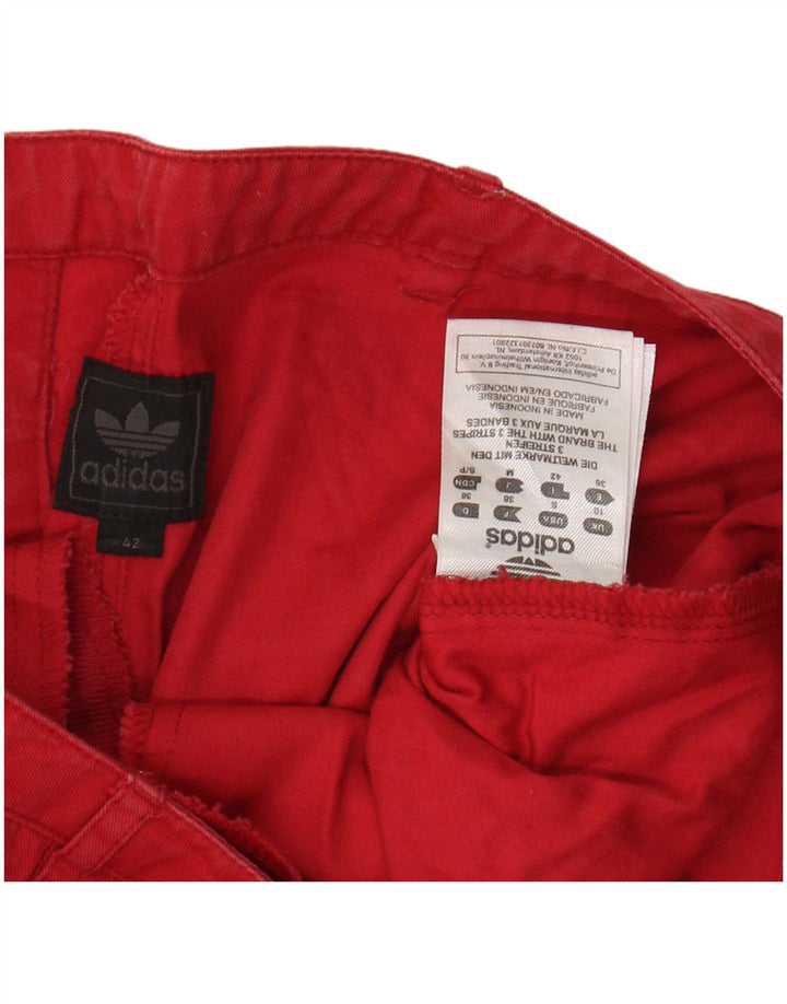 Pantaloni caldi Adidas da donna UK 10 piccoli W29 cotone rosso