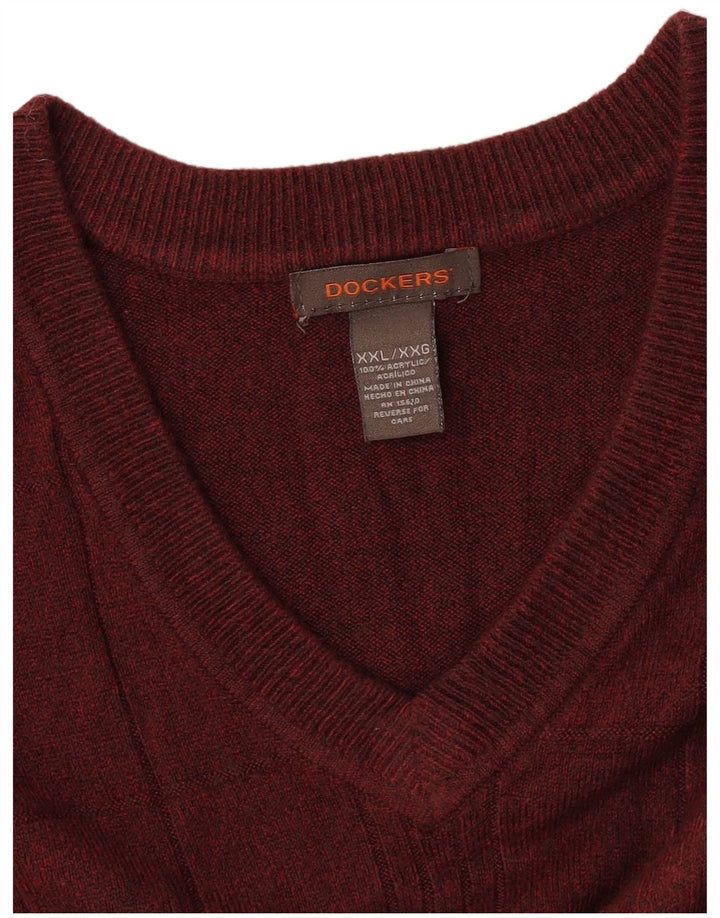 DOCKERS Canotta da uomo Canotta 2XL Acrilico a quadri bordeaux