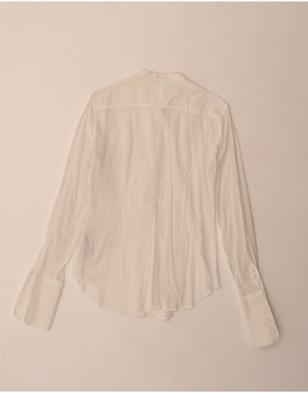 Camicia formale da donna Benetton con volant sul davanti UK 10 piccola in cotone bianco