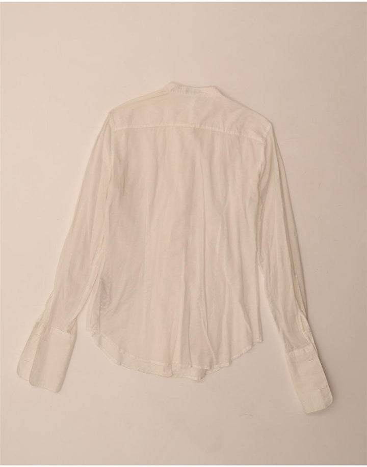 Camicia formale da donna Benetton con volant sul davanti UK 10 piccola in cotone bianco