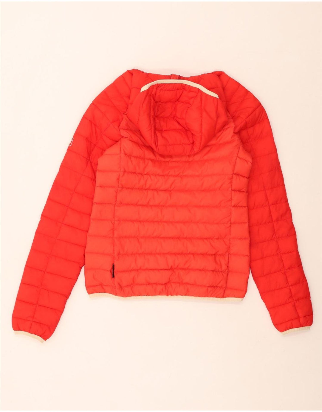 Giacca imbottita con cappuccio da donna Jack Wolfskin UK 6 XS rosso color block in poliammide