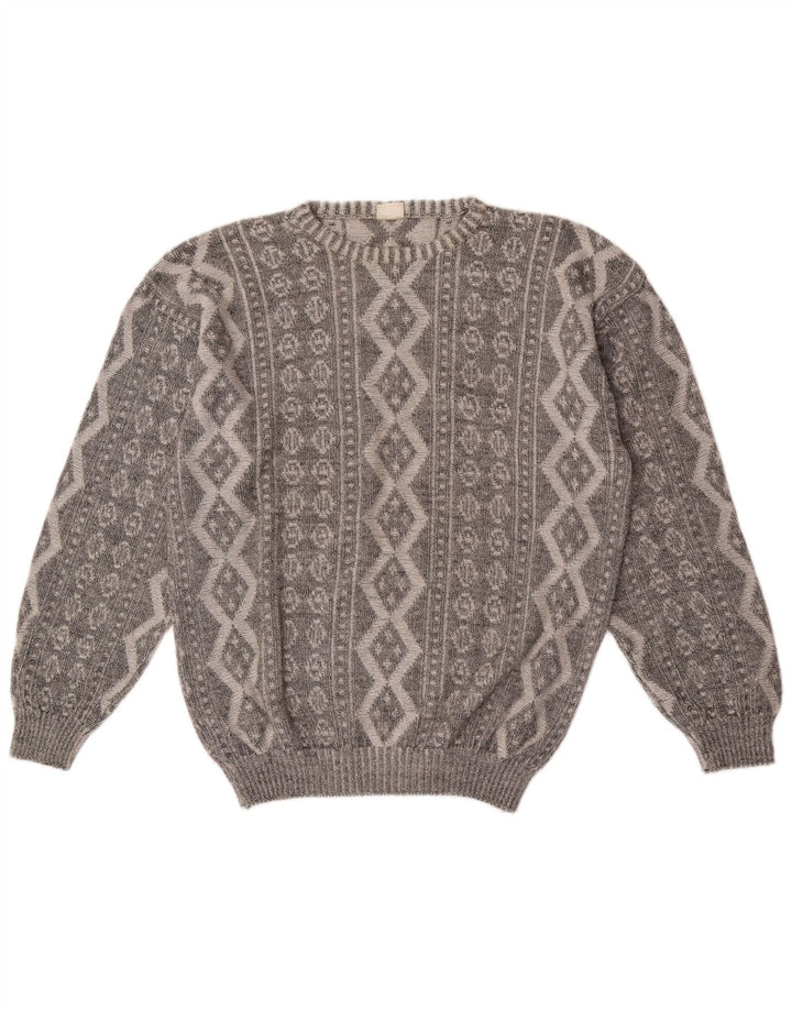 Maglione maglione girocollo da uomo Vogue in cotone geometrico grigio medio