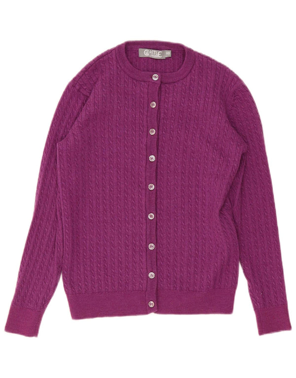Maglione cardigan corto da donna Castle of Ireland UK 12 viola medio