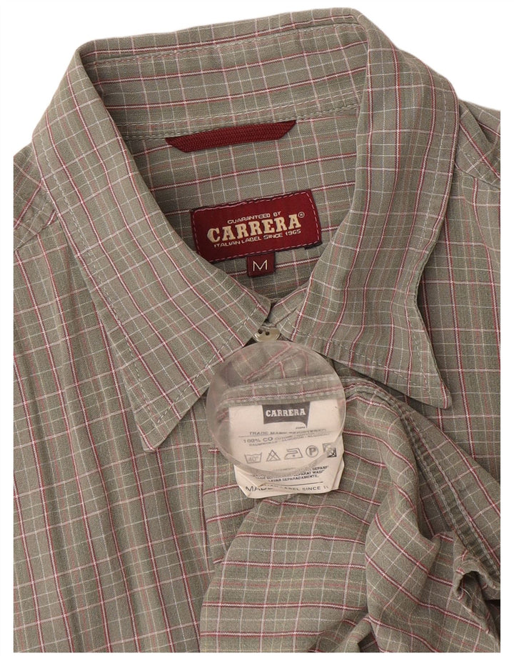 Camicia a maniche corte da uomo Carrera in cotone a quadri grigio medio