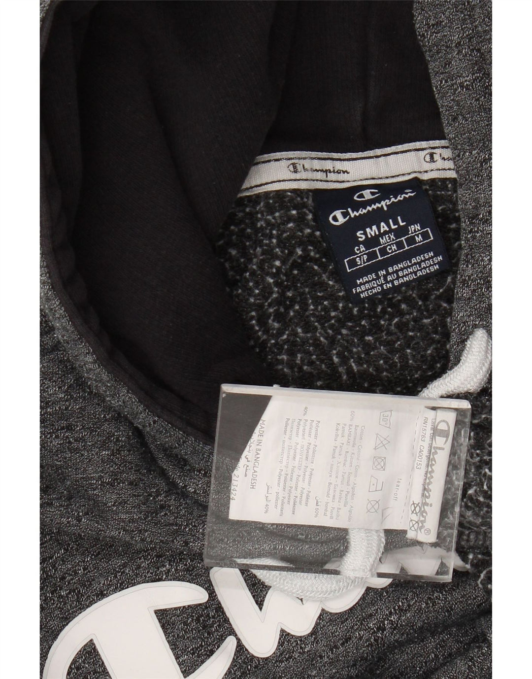 Maglione con cappuccio grafico oversize da donna CHAMPION UK 10 piccolo grigio chiazzato