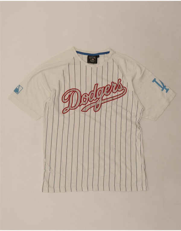 T-shirt grafica da uomo Majestic Dodgers Top a righe bianche medie