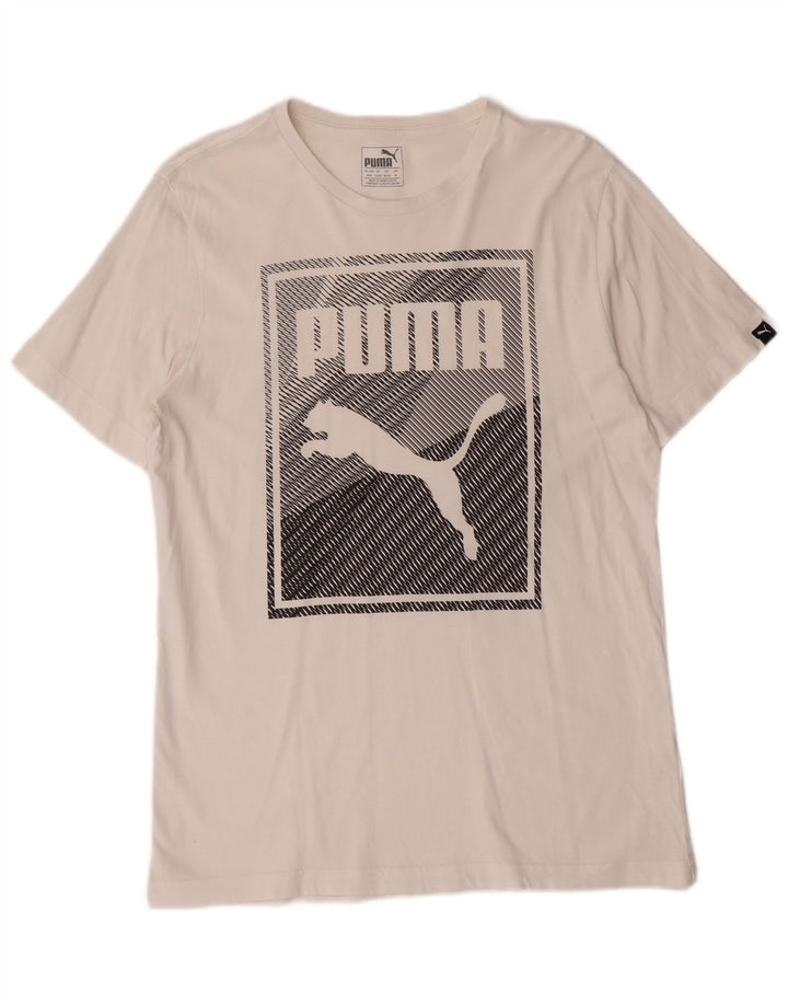 PUMA Mens Graphic T-Shirt Top Medium White