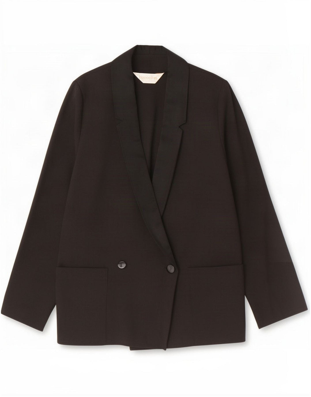 Giacca blazer doppiopetto vintage da donna EU 36 piccola poliestere nero