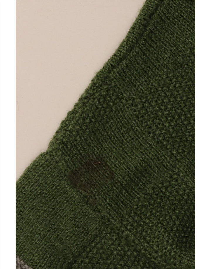 Maglione maglione vintage da uomo con collo alto 2XL a righe verdi