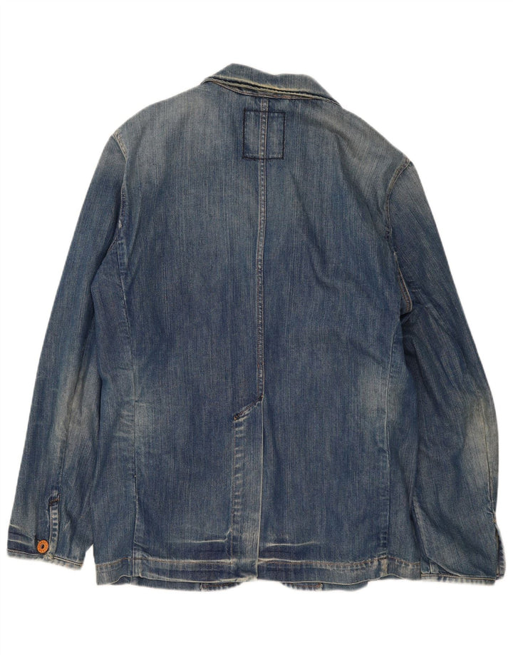 Replay Giacca blazer in denim a 3 bottoni da uomo UK 38 Cotone blu medio