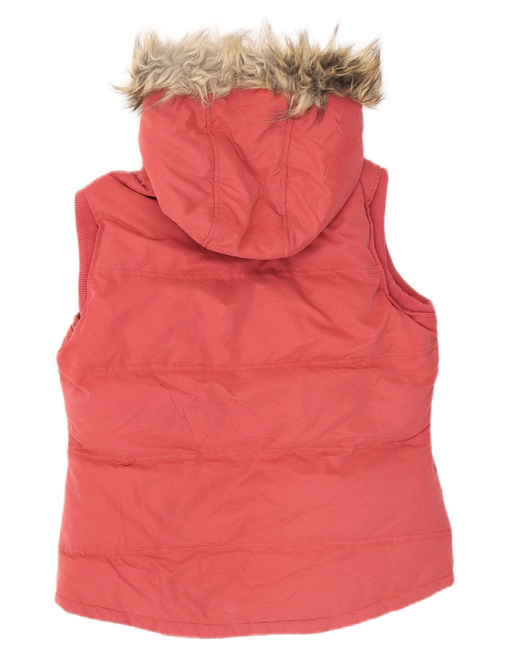 Gilet imbottito con cappuccio da donna Fat Face UK 12 Poliestere rosa medio