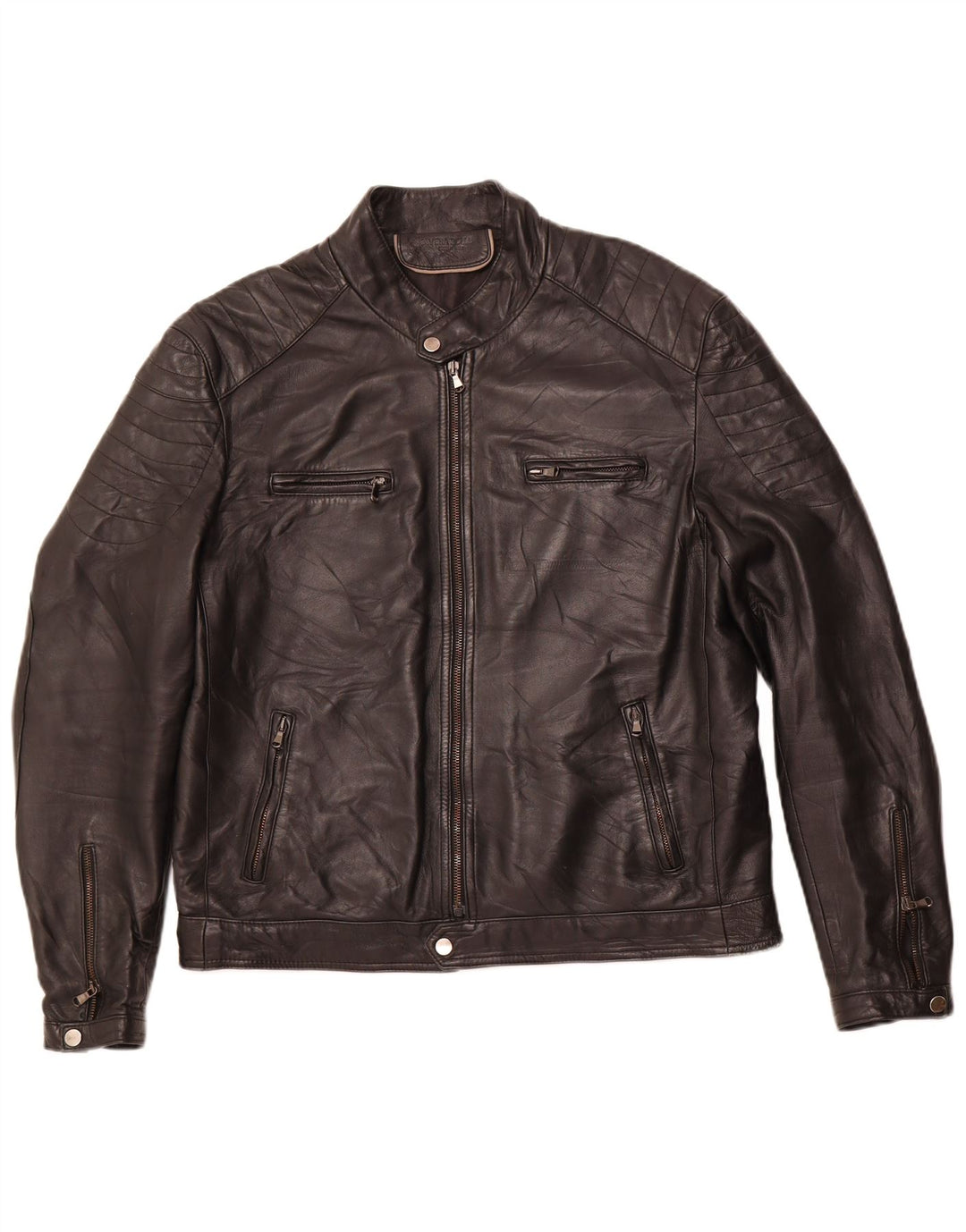 Giacca da pilota in pelle da uomo VINTAGE IT 54 2XL Pelle nera