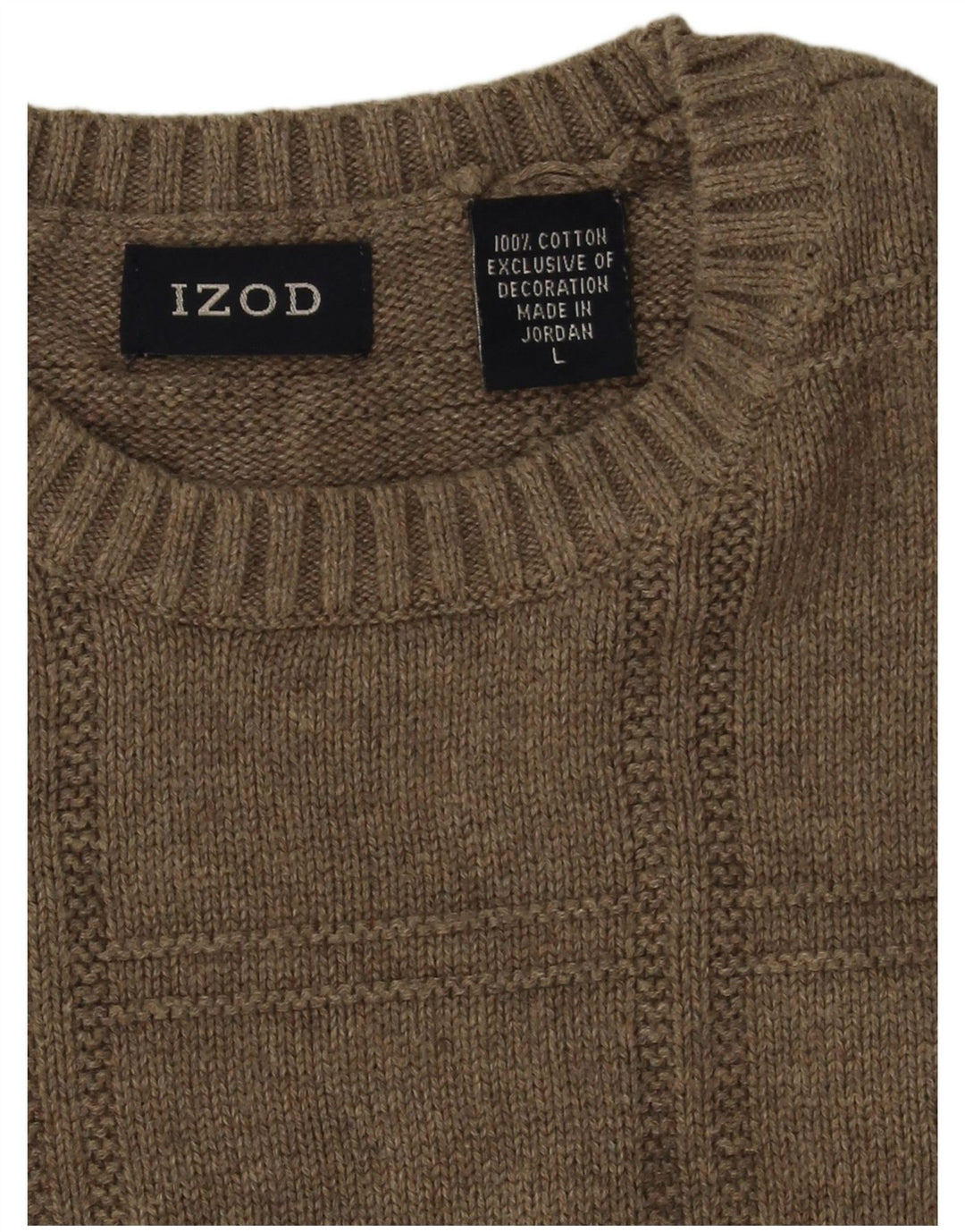 Maglione da uomo girocollo Izod di grandi dimensioni in cotone beige