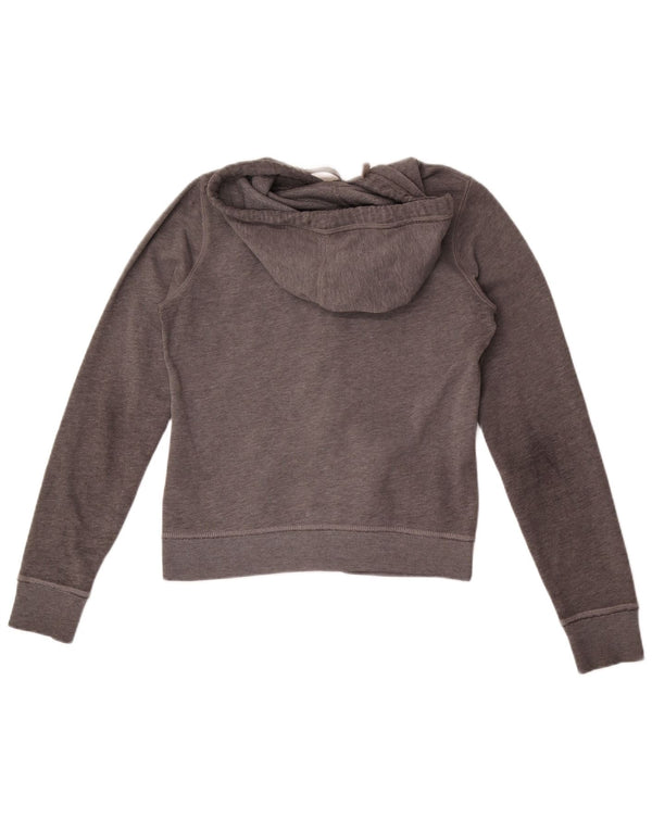 Felpa con cappuccio e zip grafica Hollister da donna UK 14 Grigio medio chiazzato