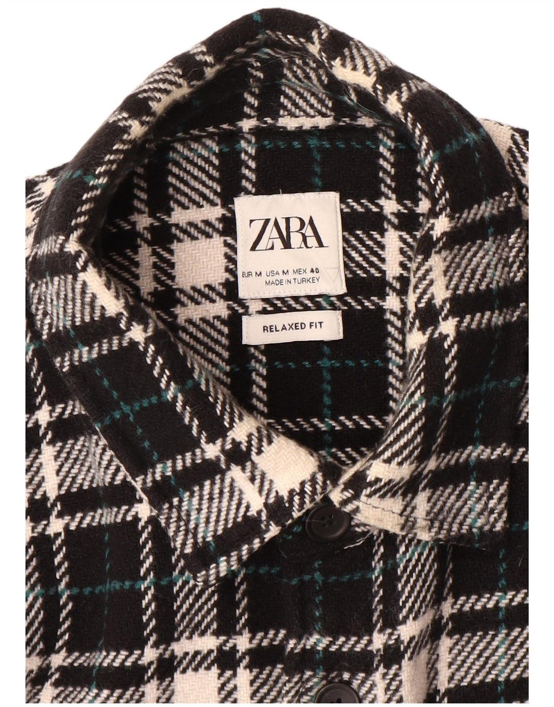 Camicia overshirt da uomo Zara vestibilità rilassata a quadri neri medi