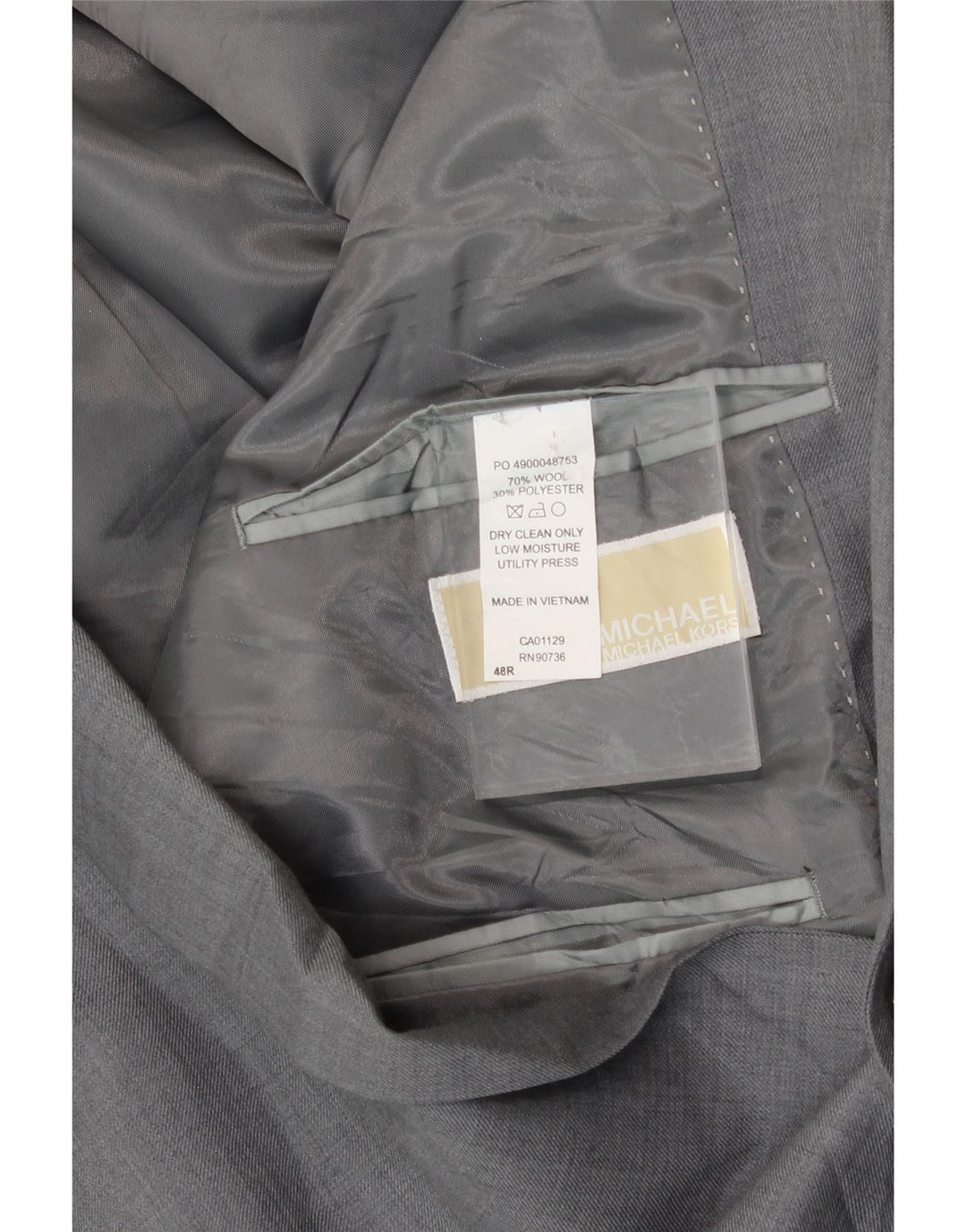 MICHAEL KORS Mens 2 Button Blazer Jacket Size 48 2XL Grey Wool Vintage Michael Kors and Second-Hand Michael Kors from Messina Hembry 