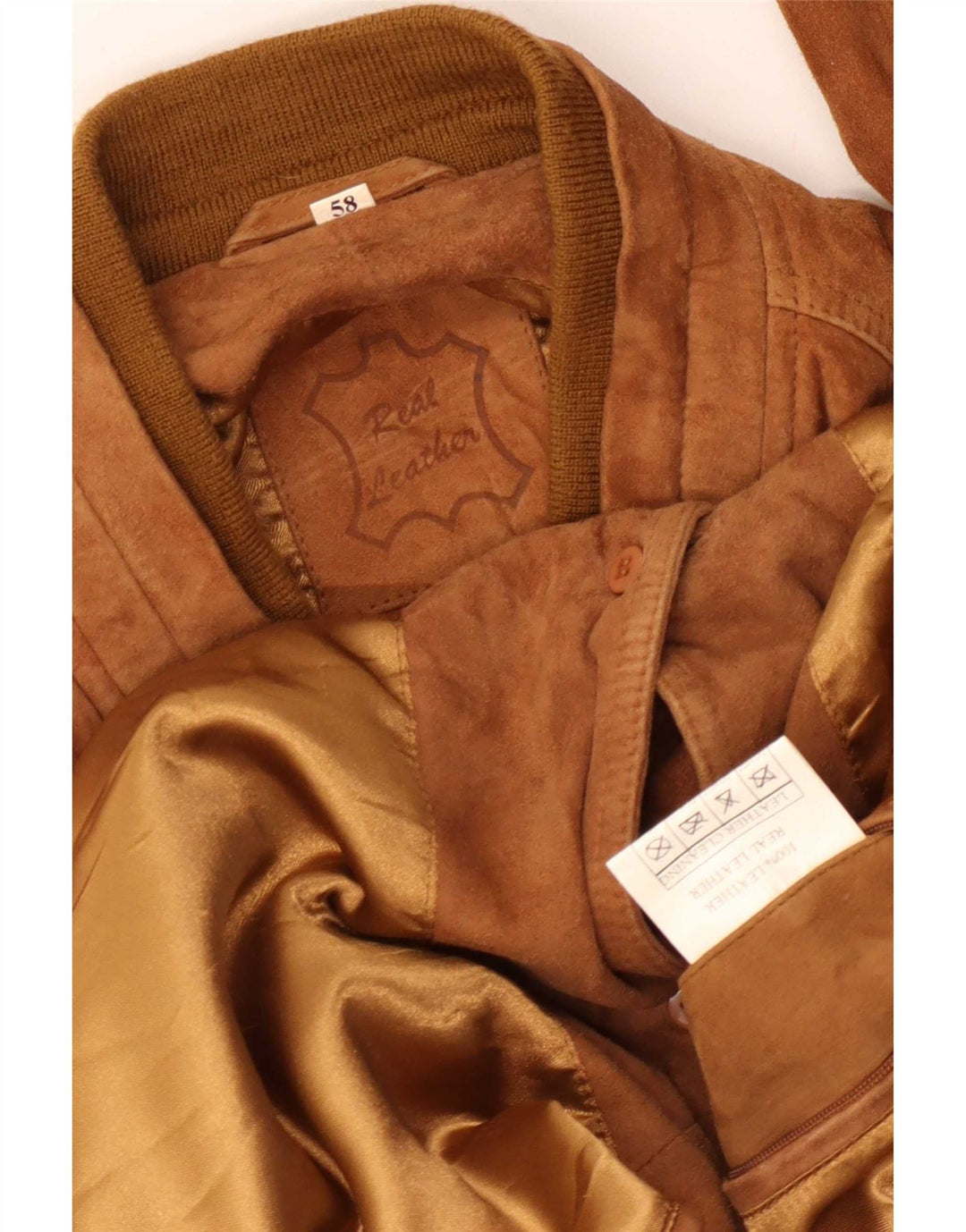 Giubbotto bomber vintage in pelle scamosciata da uomo IT 58 4XL in pelle marrone