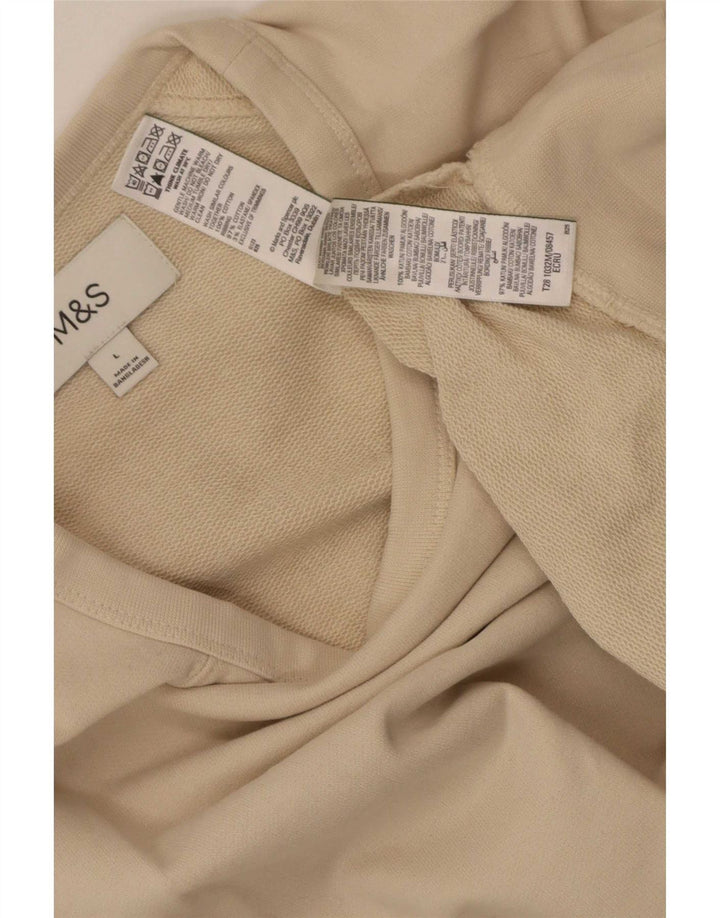 Felpa da donna Marks & Spencer UK 16 grande cotone beige