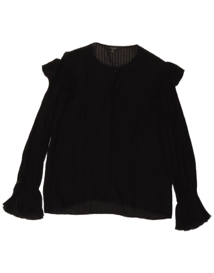 Massimo Dutti Top da donna a maniche lunghe trasparente UK 10 Small Black Striped