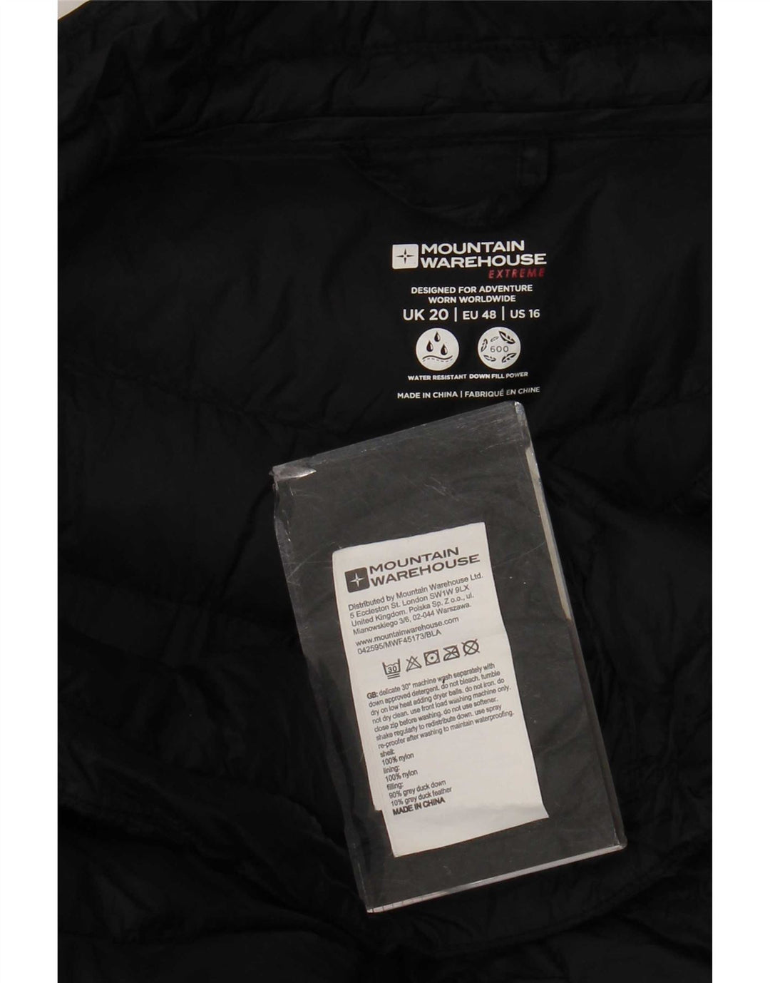 Giacca imbottita da donna Mountain Warehouse UK 20 2XL Nylon nero