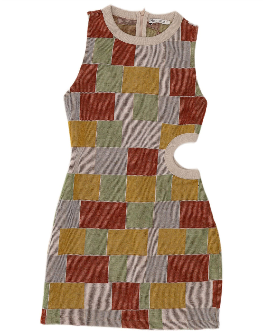 Abito aderente senza maniche da donna Zara UK 12 Medio multicolore geometrico