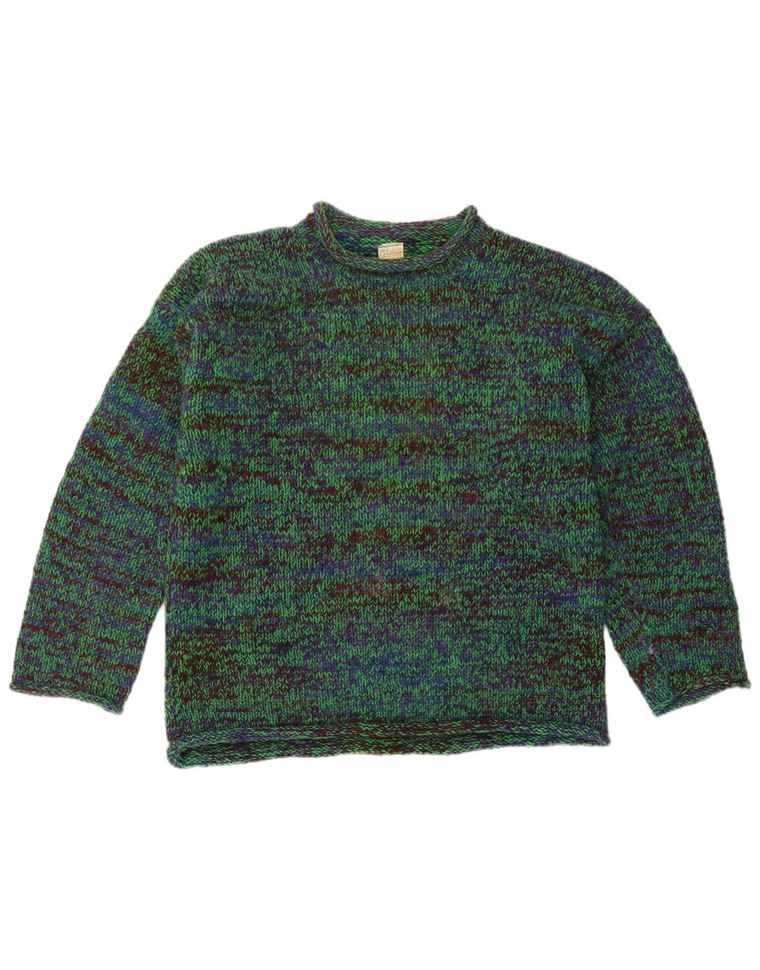 Maglione da uomo girocollo Legend in cotone screziato verde medio