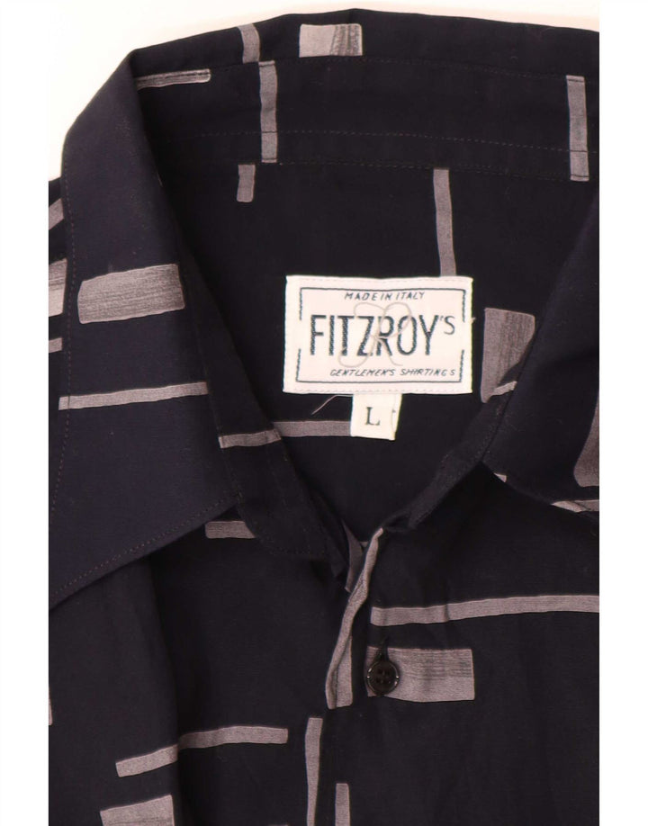 Camicia a maniche corte da uomo Fitzroy Large blu navy geometrica