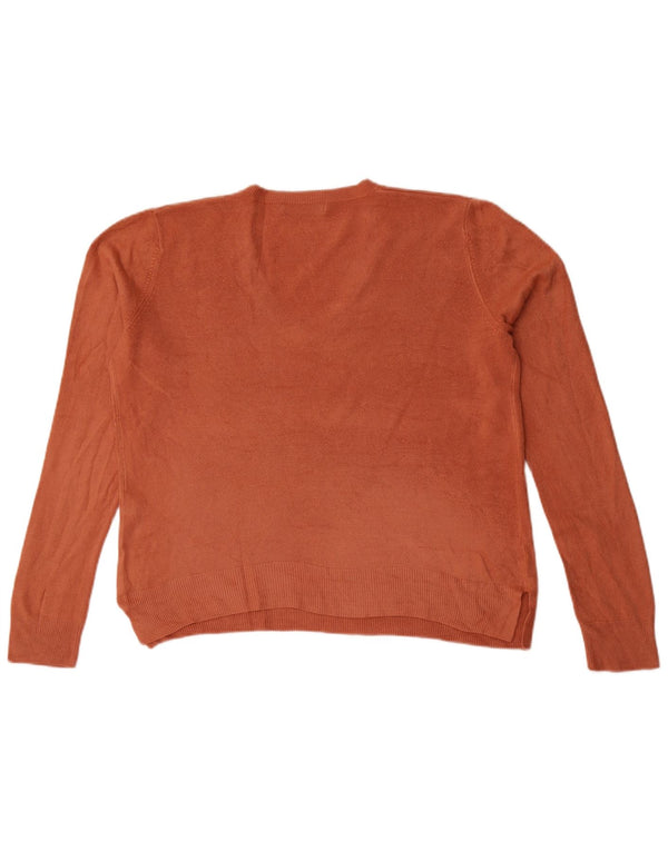 Maglione da donna con scollo a V Marks & Spencer UK 14 Large Acrilico arancione