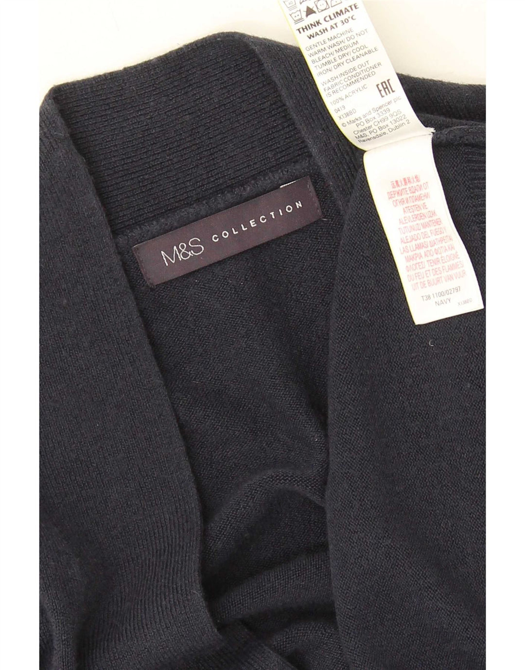 Maglione cardigan oversize da donna Marks & Spencer UK 10 piccolo blu navy
