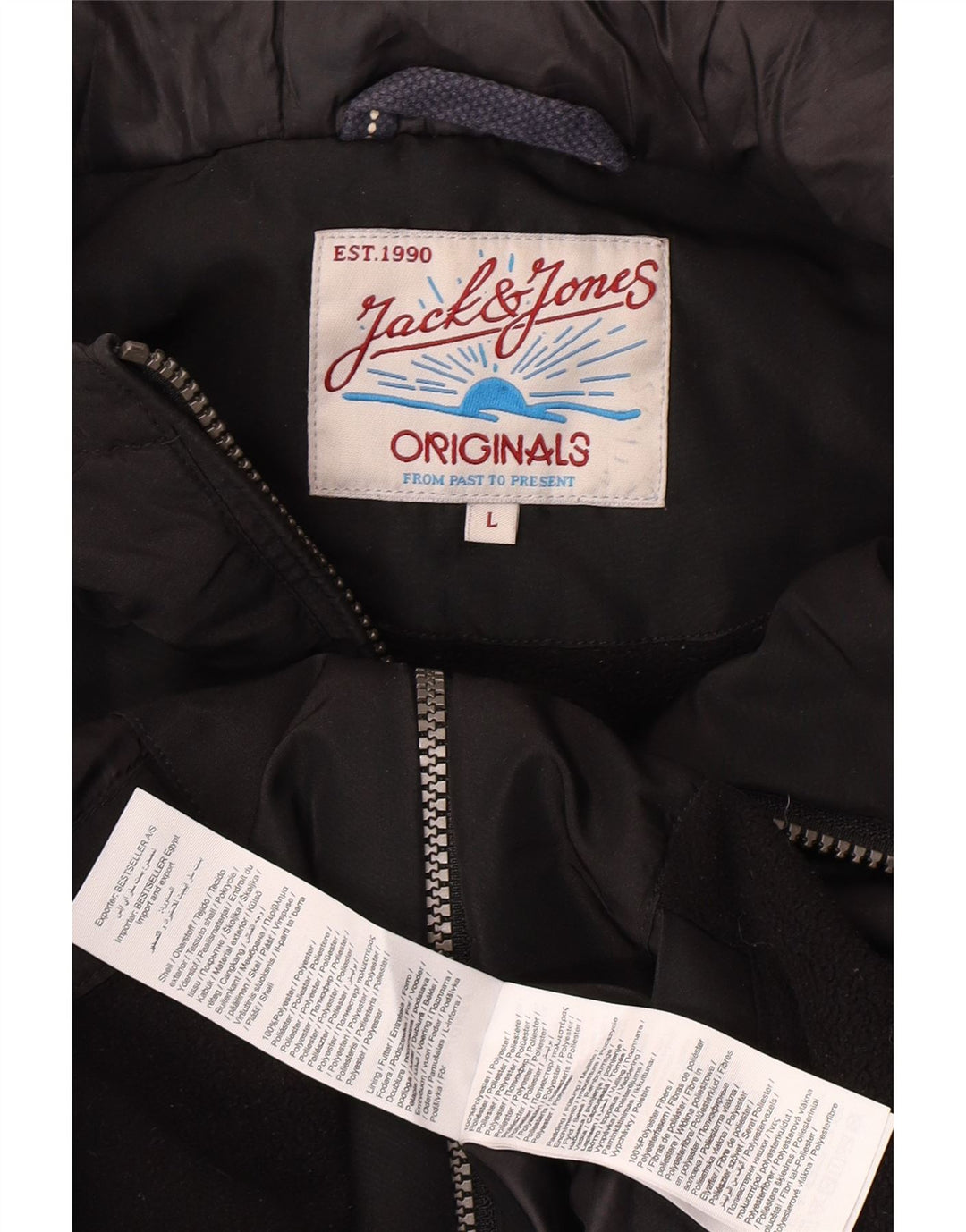 Giacca a vento con cappuccio da uomo Jack & Jones UK 40 grande poliestere nero