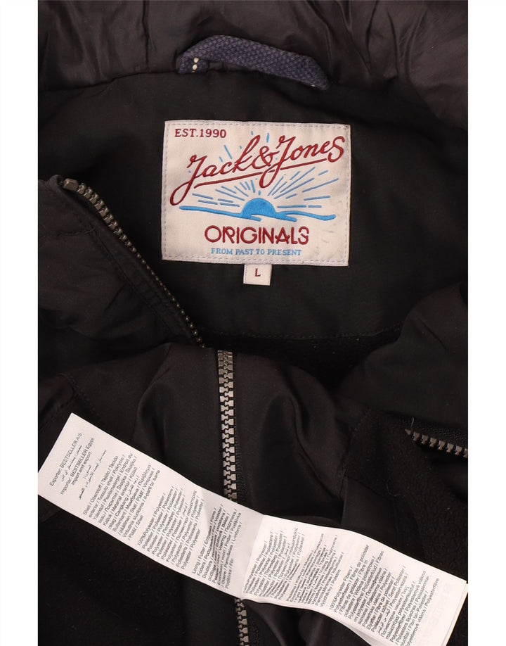 Giacca a vento con cappuccio da uomo Jack & Jones UK 40 grande poliestere nero