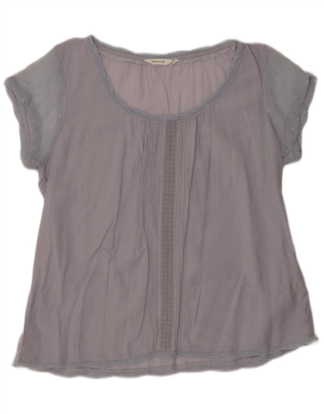 WHITE STUFF Camicetta da donna Top UK 16 Grande cotone blu