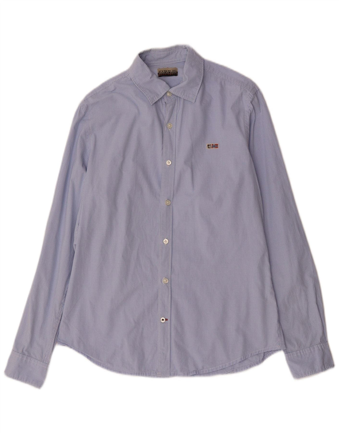 Camicia geografica da uomo Napapijri in cotone a quadretti blu medio