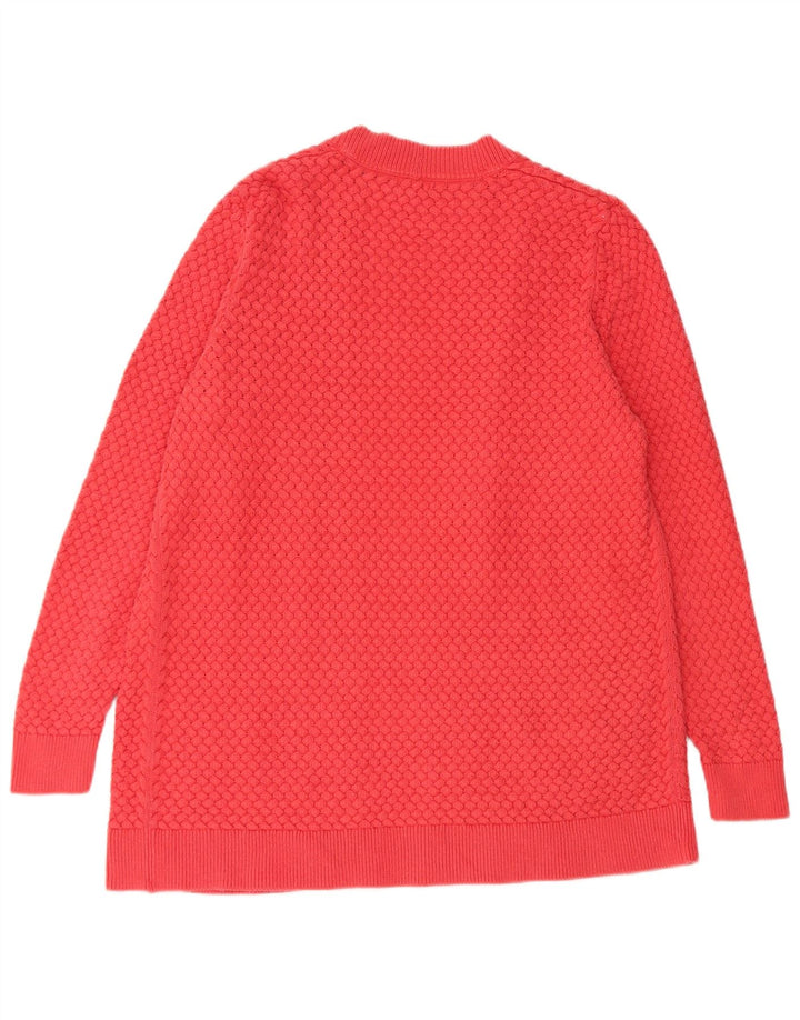 Maglione cardigan aperto da donna L.L.Bean UK 16 grande cotone rosso