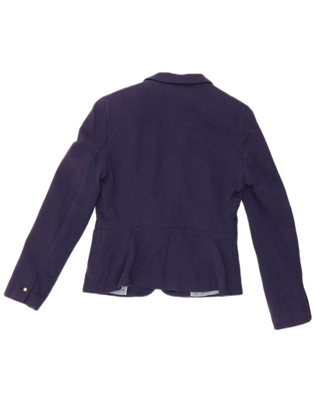 Giacca blazer corta a 1 bottone da donna Zara UK 16 grande in cotone blu navy
