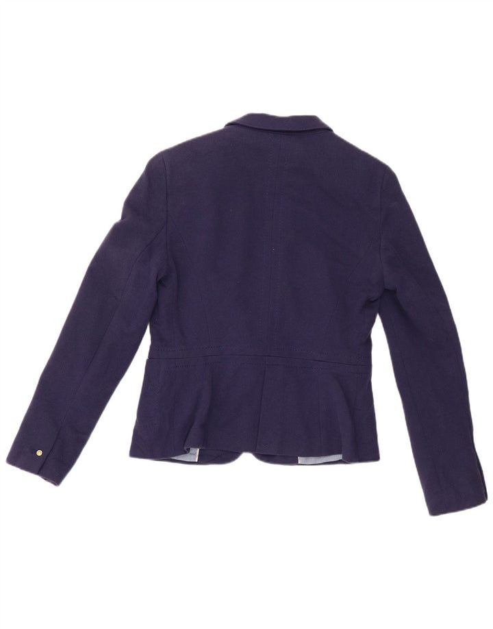 Giacca blazer corta a 1 bottone da donna Zara UK 16 grande in cotone blu navy