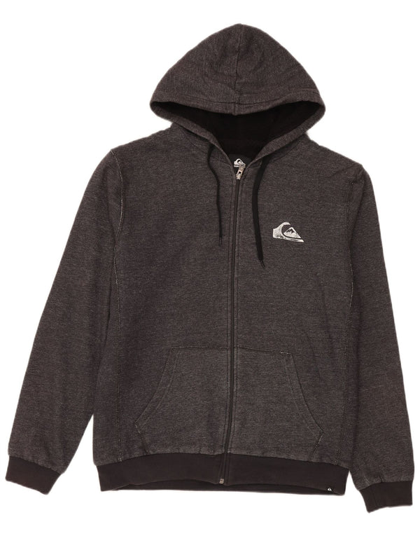 Maglione con cappuccio e zip da uomo Quiksilver in cotone grigio medio